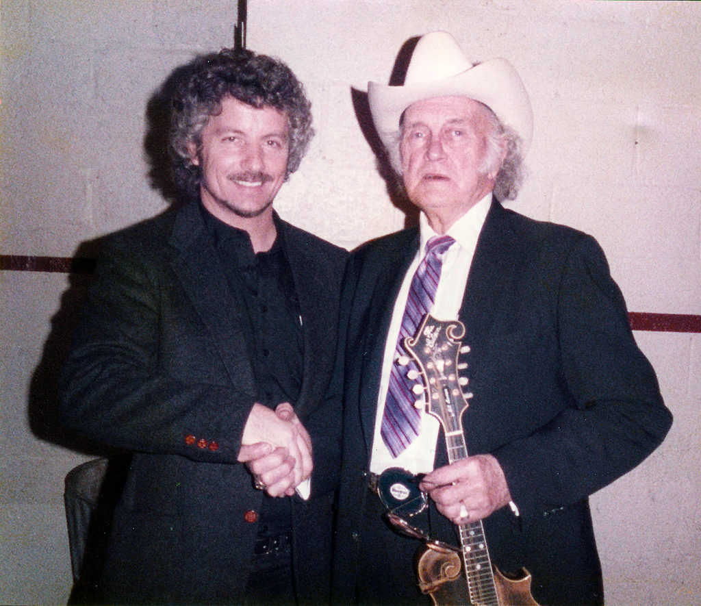 Loney Hutchins with Bill Monroe, the Father of Bluegrass.